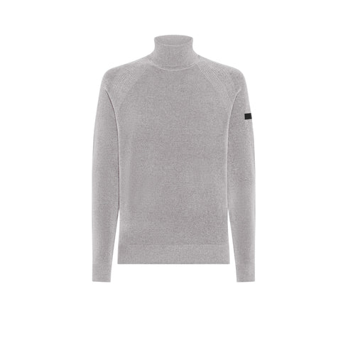Maglia Uomo dolcevita, in ciniglia, con patch logo sulla manica